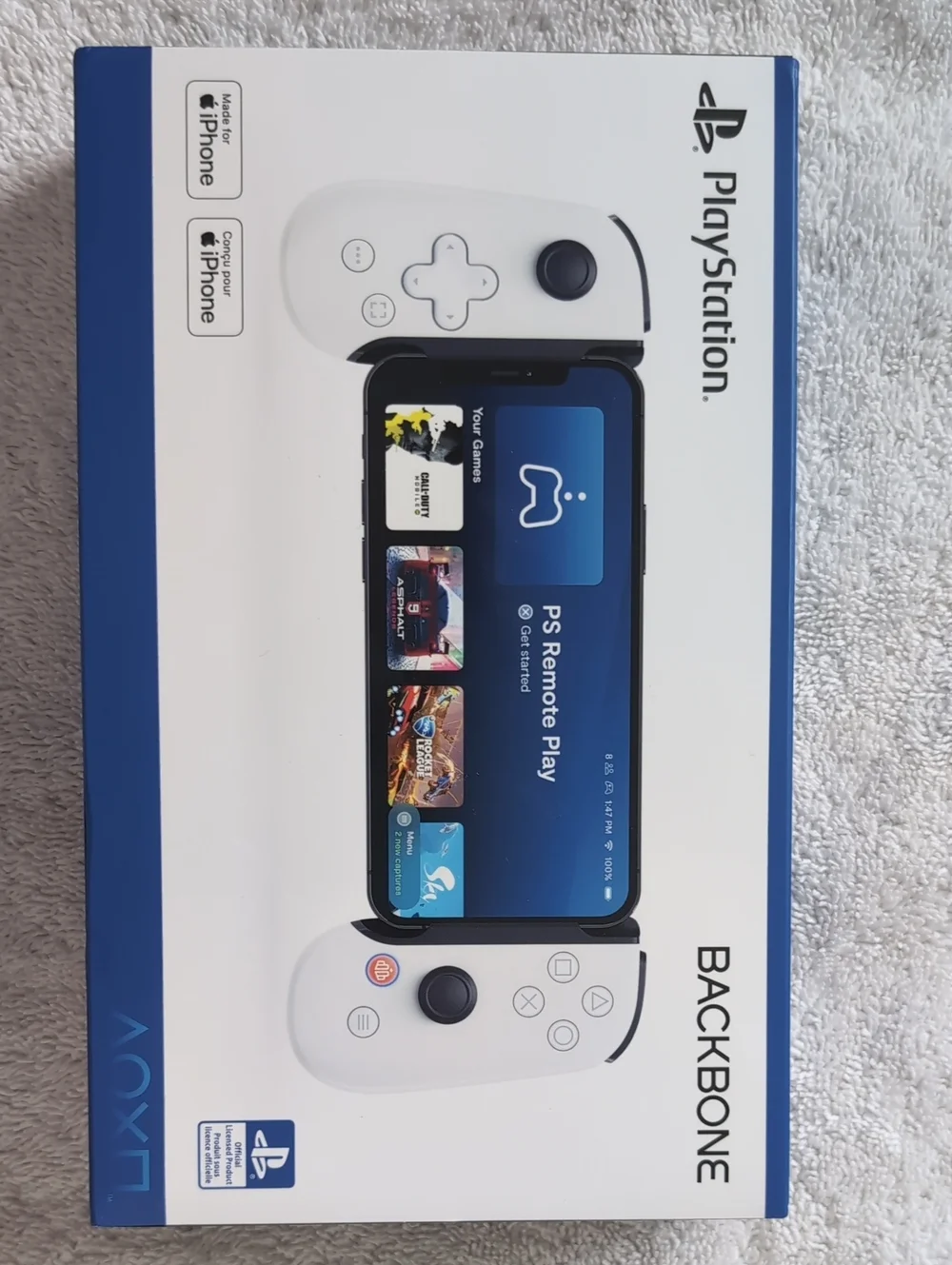 Sony PlayStation Backbone Mobile Controller - White & Blue Accents